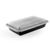 صورة علبة مستطيل مايكروويف أسود بغطاء شفاف 32 اونص