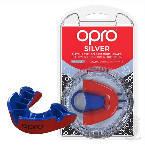 صورة واقي الفم الفضي Opro Gen 4 - أحمر / أزرق