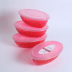 Picture of plastic transparent oval bowl 72 oz with cover red color 4 pcs