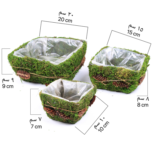Picture of Hand Made Wicker Plants Basket  Square  Style 3 Pcs 