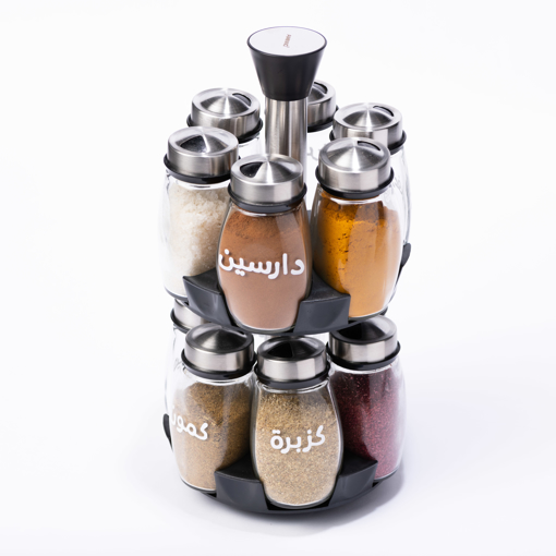 Picture of Regular - Lazy suzan Spice rack-silver, 12 jars (unturnable rack)