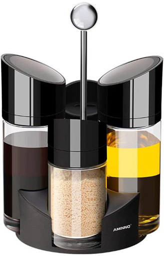 Picture of Regular - oil & vinegar salt & pepper dispenser set, black