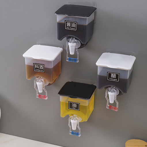 صورة Plastic Kitchen Wall-mounted Oil and Vinegar Dispenser Jar Container