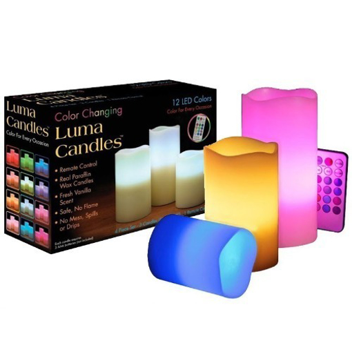 Picture of Luma flameless wax candles with remote control and timer, set of 3