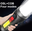 صورة مصباح COB يدوي مع 4 أوضاع قابل للشحن USB