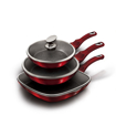 Picture of BH 6 pcs frypan set 22+26+28 CM with glass lid Burgundy 