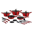 Picture of BH 17 pcs Pots 20+24+28 +Frypan 20 + Deep Fryer 24 + 4 Kitchen tools + 3 Knifes + 2 pcs bakelite MATs Burgundy 