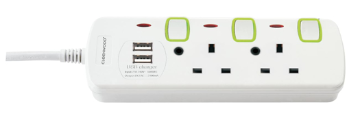 Picture of 4M Power Extension 2 Way with 2 USB Ports